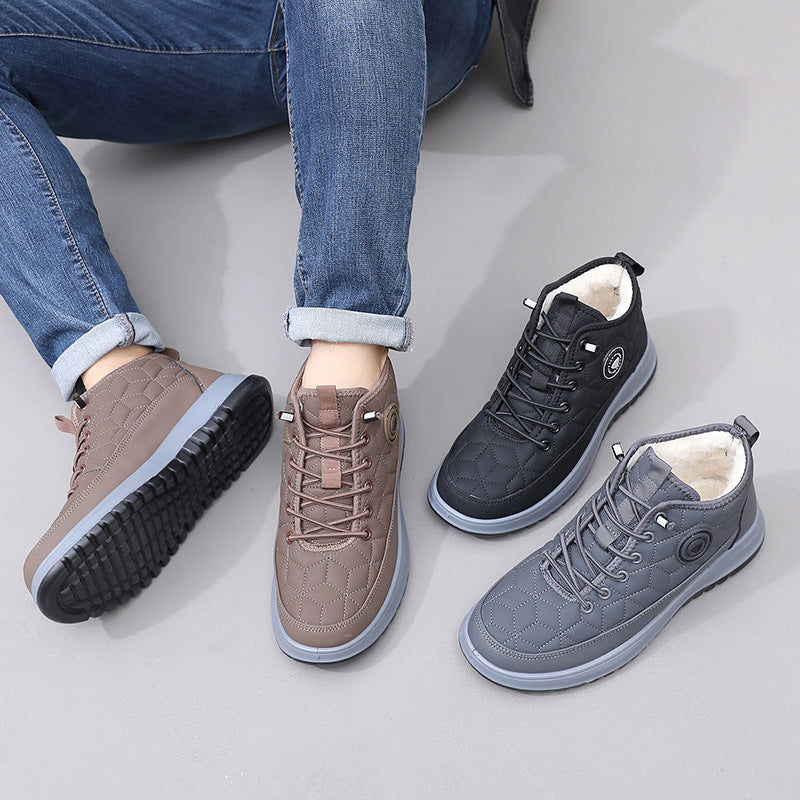Fleece-lined, Insulated Snow Boots With A Thick Sole And Round Toecasual Athletic Shoes