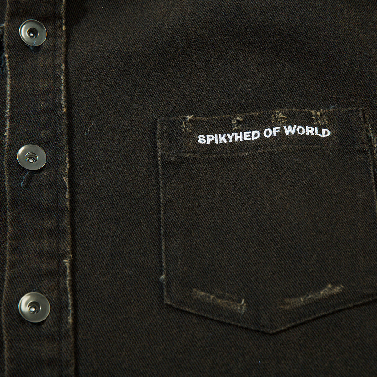 Men's Damaged Washed Denim Cross Printed Shirt