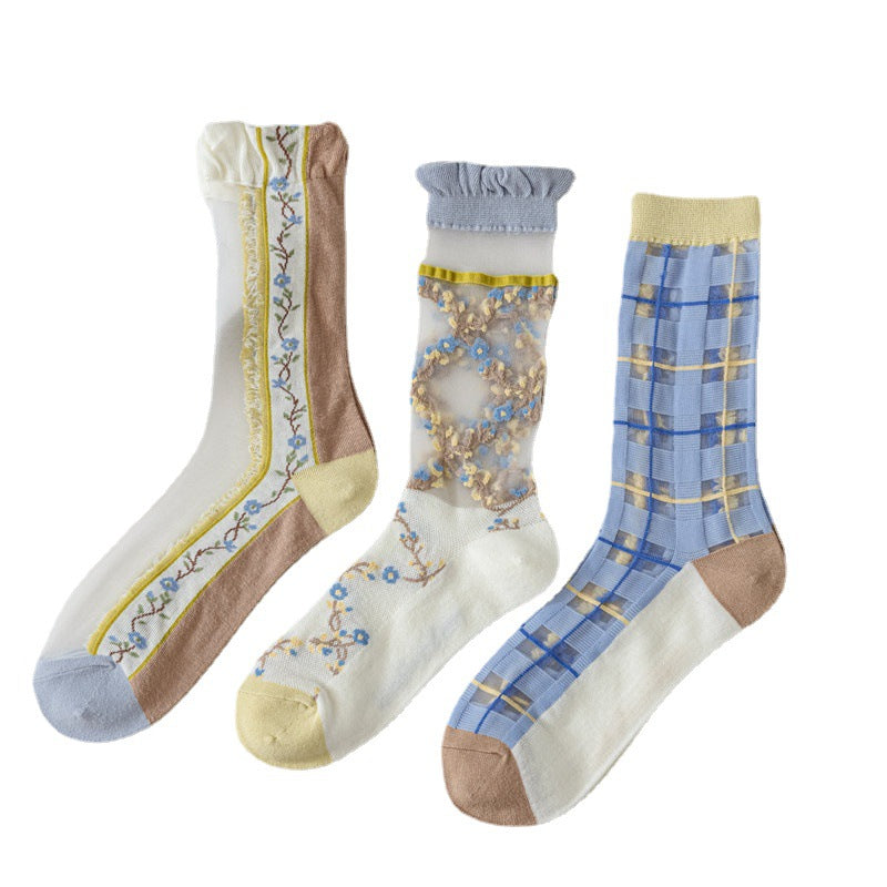 Retro Haze Blue Long Socks