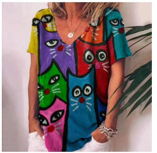 T-shirt Animal Print Casual Loose Street Trend