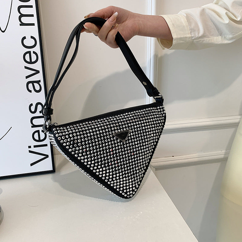 Dame ny mode tekstur fuld diamant one-shoulder skråtaske