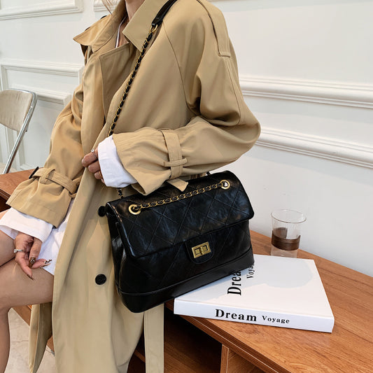 Winter Rhombus Personalized Stitching Shoulder Bag