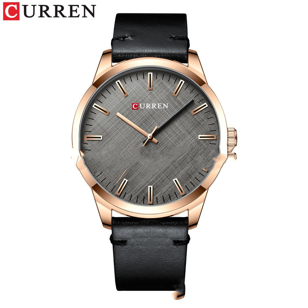 Round Waterproof Men's Watch Simple Style Leather Watch Couple Watch Genuine