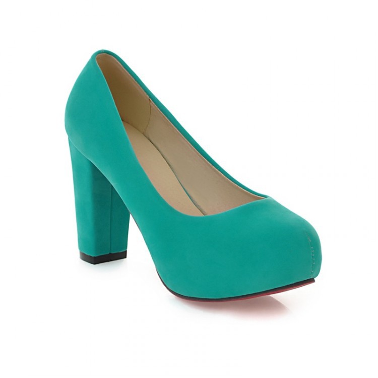 Pure color simple and comfortable thick heel high heels