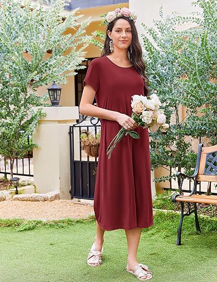 Women's Solid-Colored Soft And Comfortable Long House Dress