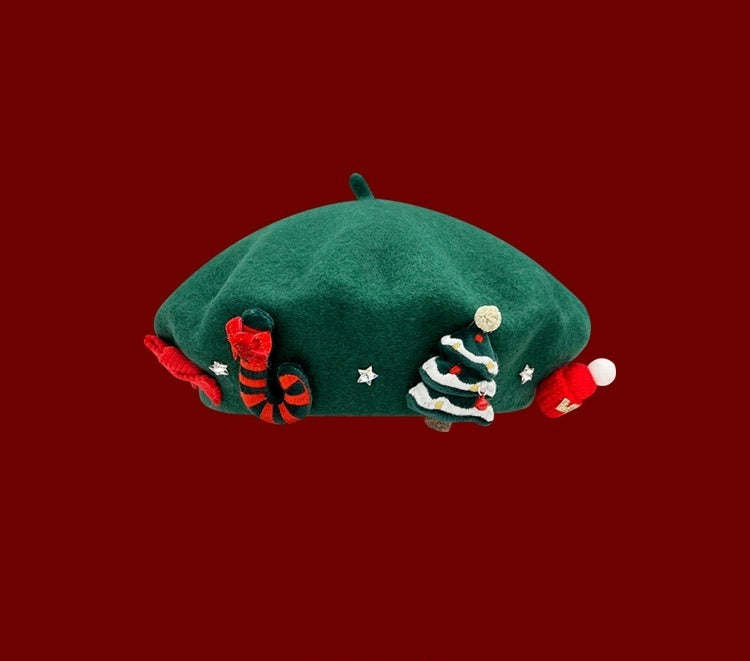 Christmas Atmosphere Beret Children's Autumn And Winter Sweet Wool