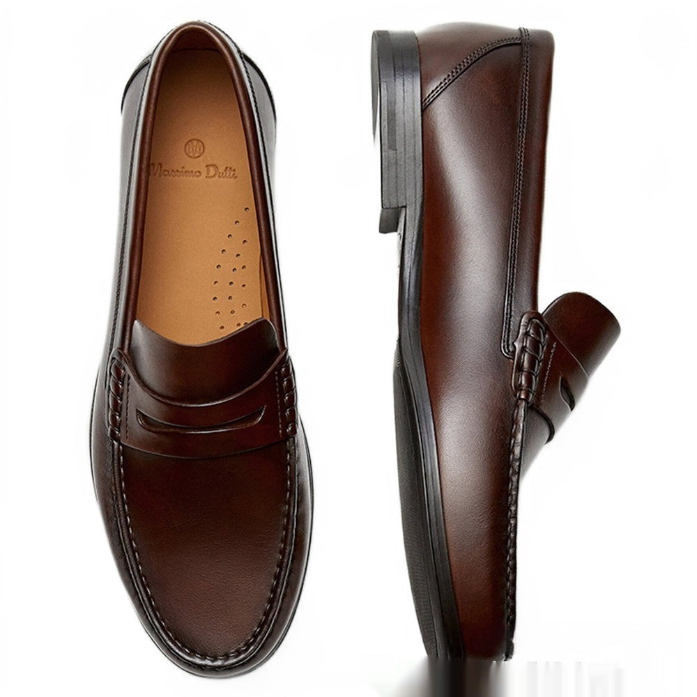 Retro Kalveskindsloafers til Mænd Håndlavet Slidstærkt Læder