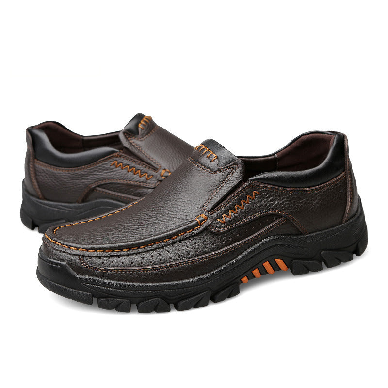 Middle-aged and elderly men's soft leather dad shoes