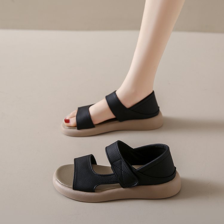 Simple Toe Round Head Thick Bottom Fairy Style Sandals