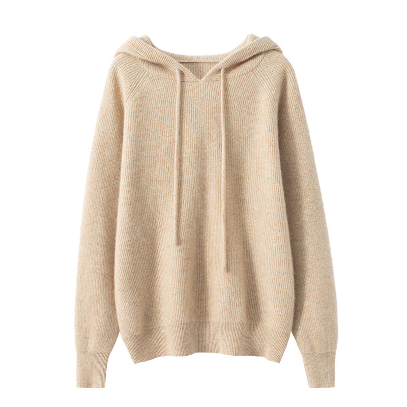 Women's Loose Hooded Sweater Pullover Raglan Short