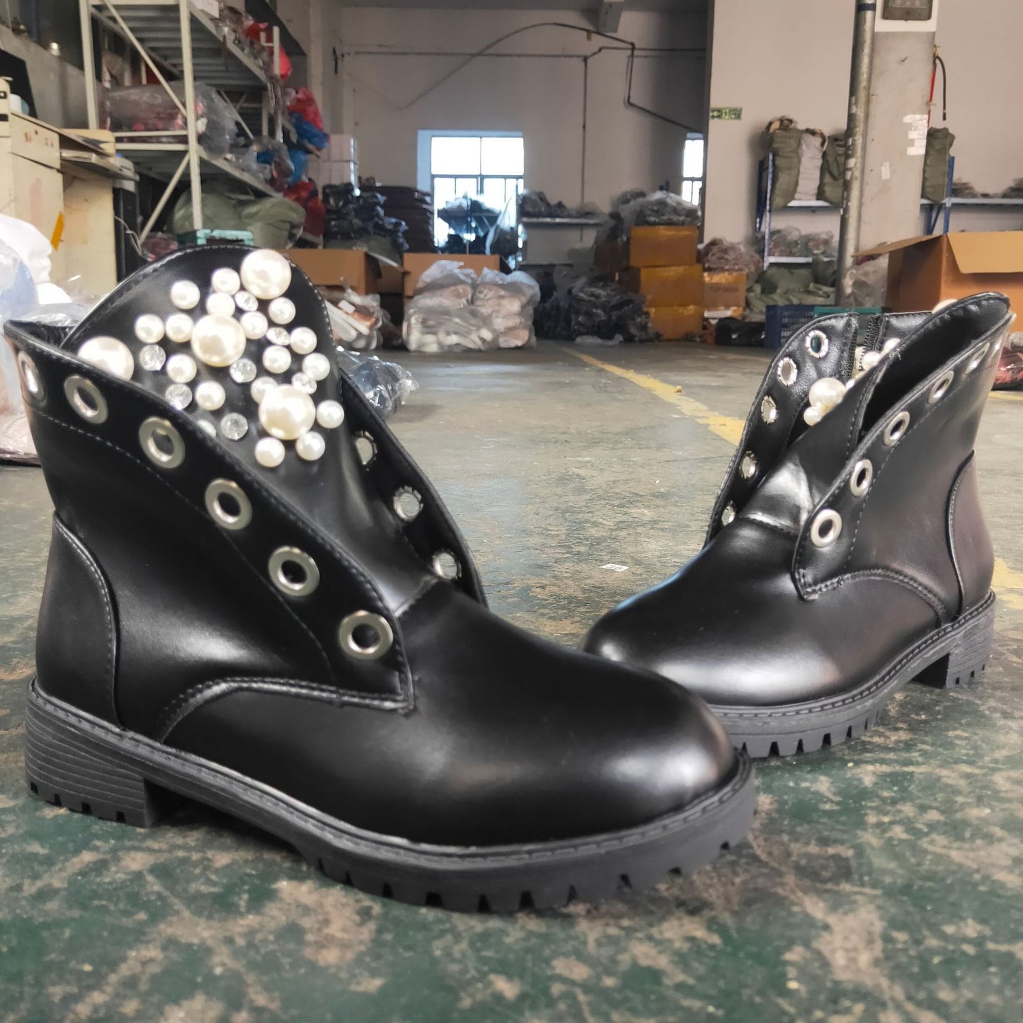 Pearl Lace Up Comfortable Pu Martin B oots