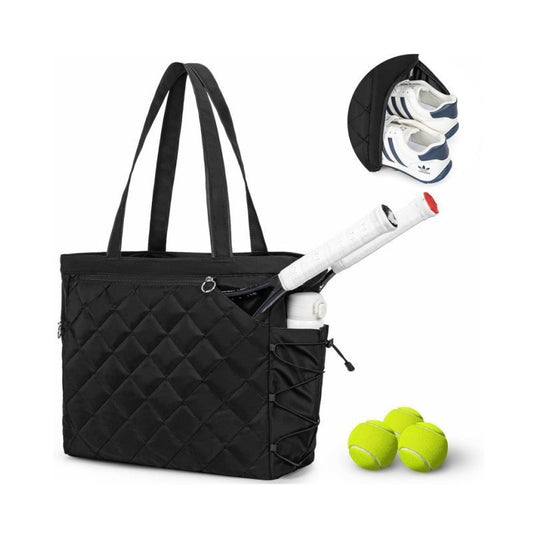 Multi-functional Tennis Tote With A Shoe Compartment And Oversized Quilting