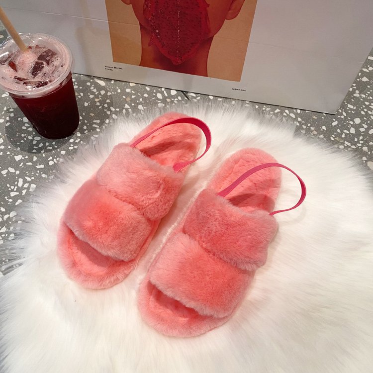 Flat all-match cute thick-soled wool slippers