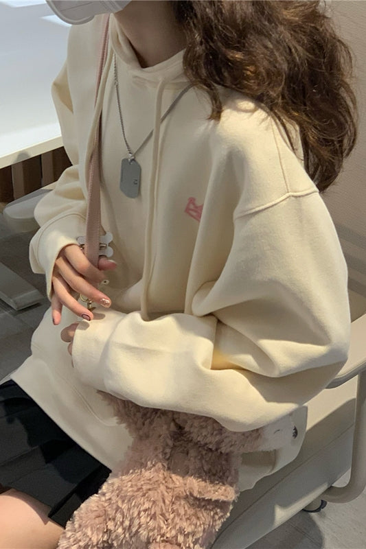 Hooded Pullover Mid-length Western-style Age-reducing Long-sleeved Sweater