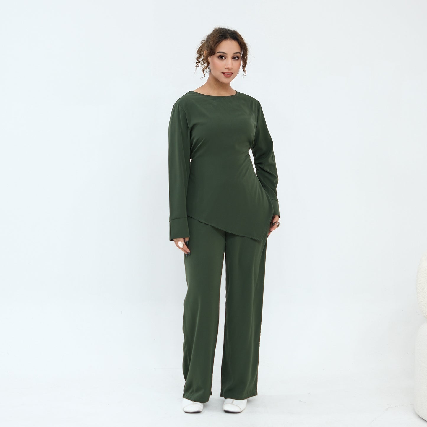 Casual Long-sleeve Top And Pants Two-piece Set