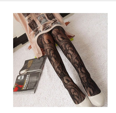 Fashion women's women's women's black sexy fish net pattern jacquard tights pantyhose women