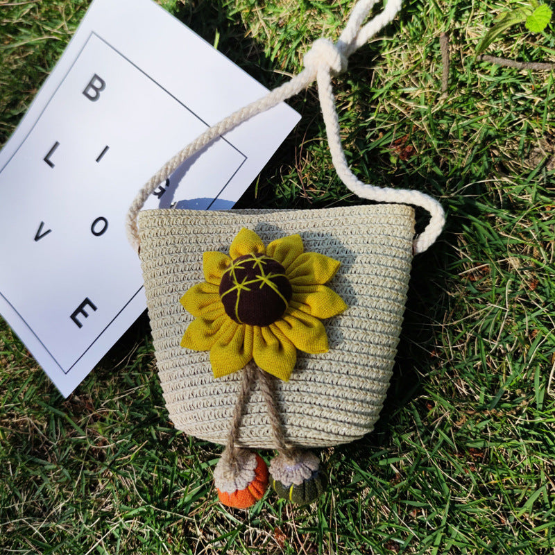 Grass Woven Bag For Children's Cute Crossbody