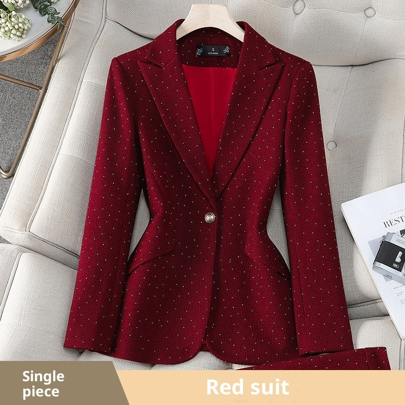Gray, Heat-applied Rhinestone, Sophisticated And Polished Women's Blazer