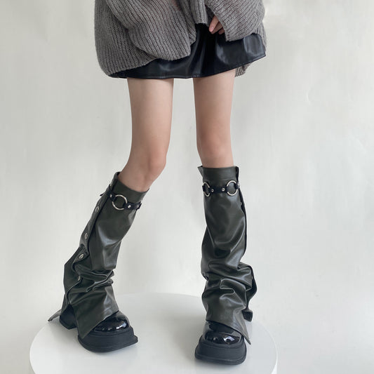 Millennium Sweet Cool Female Autumn And Winter Genuine Leather Leg Warmer