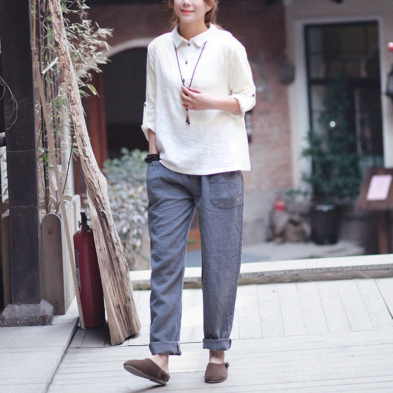 Literary retro casual pants