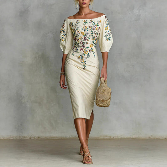 Off-shoulder Waist Dress For Women