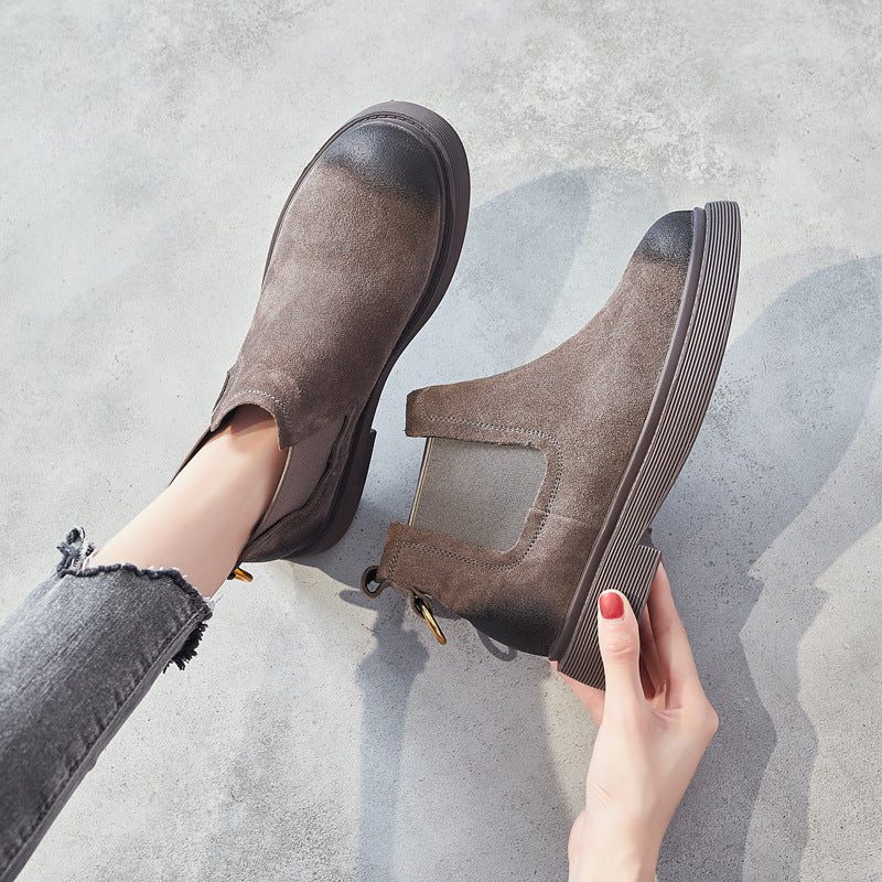 Short Boots British Style Women's Flat Boots