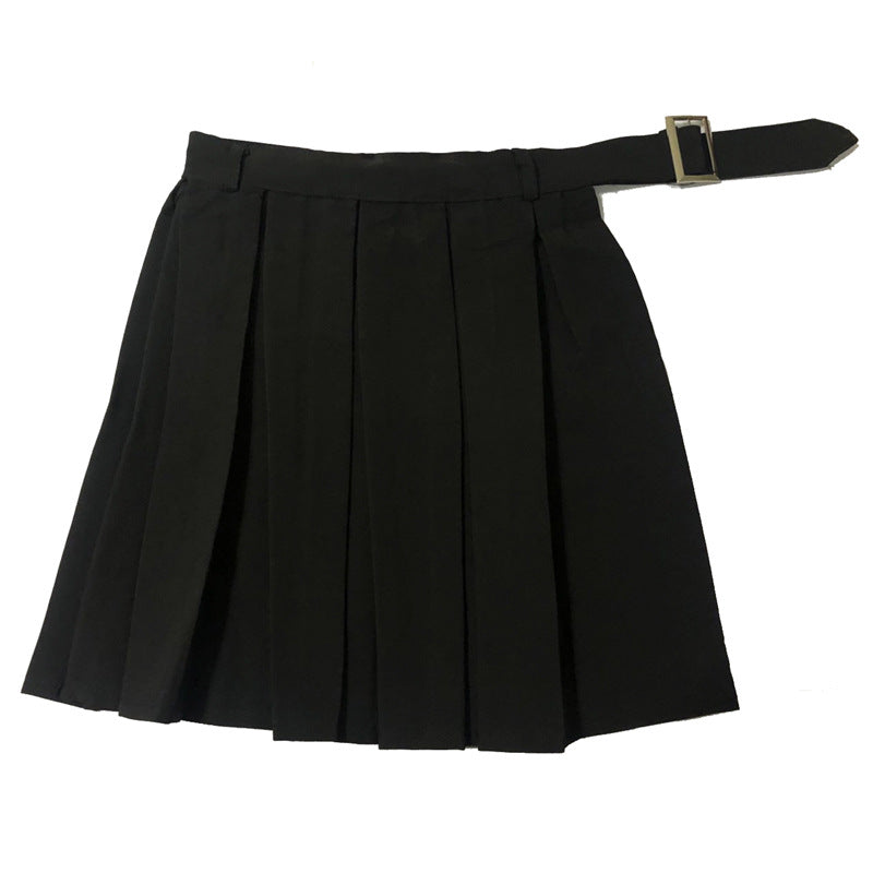 Gothic Plaid Skirt Shorts Belt Chain Irregular Hollow