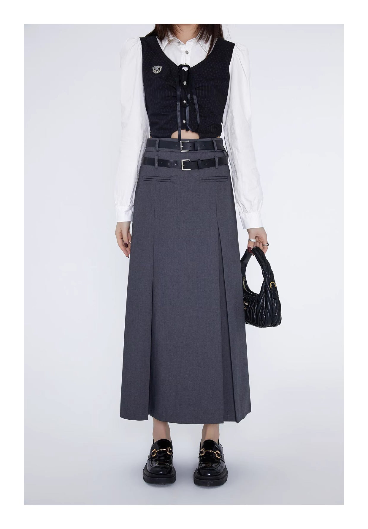 Retro Plaid Skirt High Waist Midi Skirt
