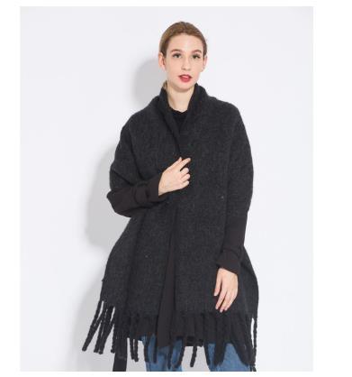 Tartan fringed long warm scarf