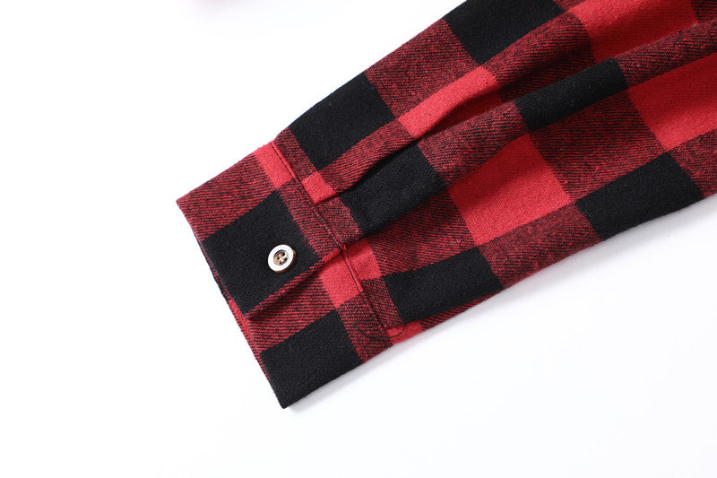 Long-sleeved Pocket Checked Shirt With A Lapel For Young Men In Autumn And
