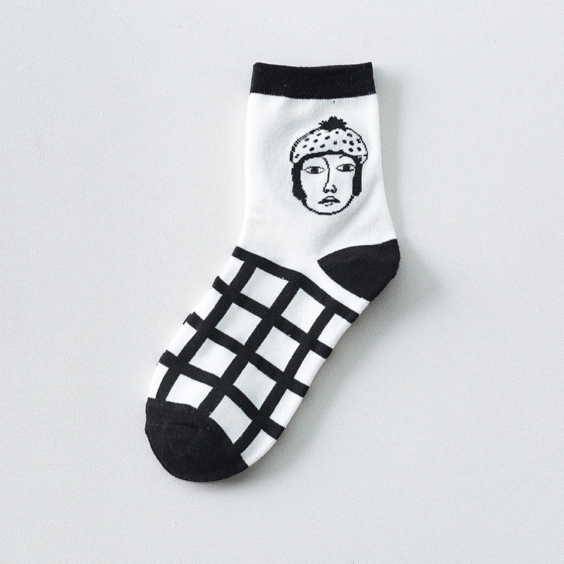Ladies black and white striped socks