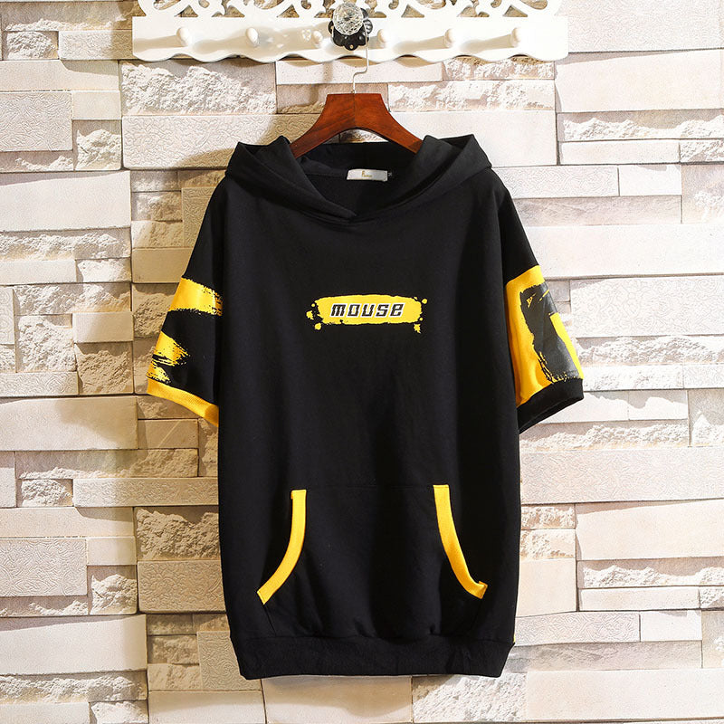Letter Short Sleeve Hoodie