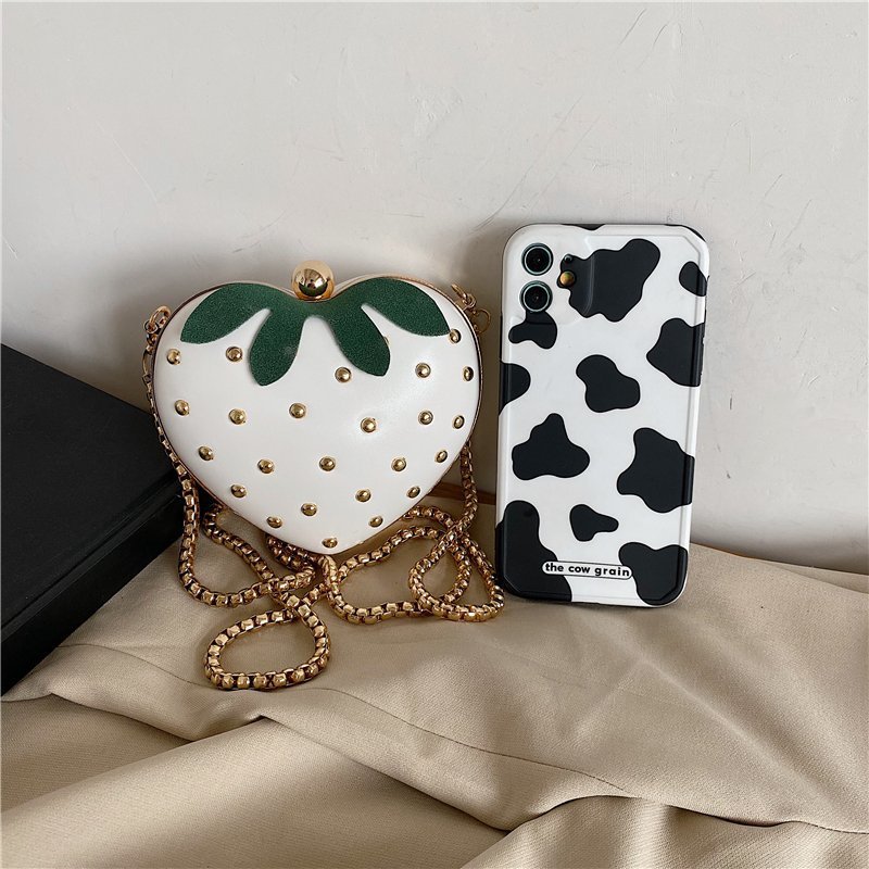 Net Red Small Strawberry Heart Shaped Chain Bag