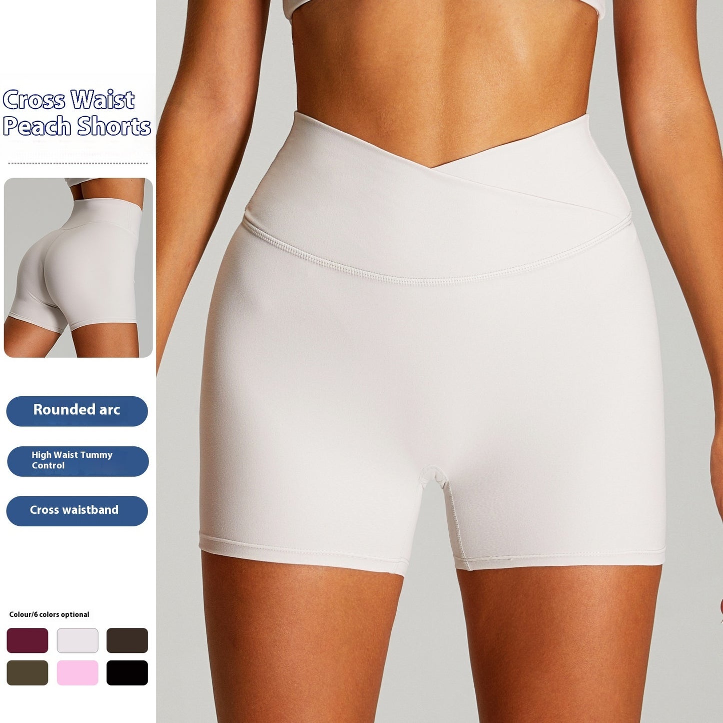 Nude Feel Cross High Waist Yoga Shorts Til Kvinder Stramme Sports- og Fitnessshorts