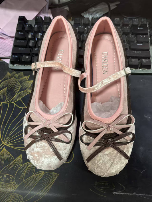Womens Bow-tie Slingback Low-cut Flat Shoes