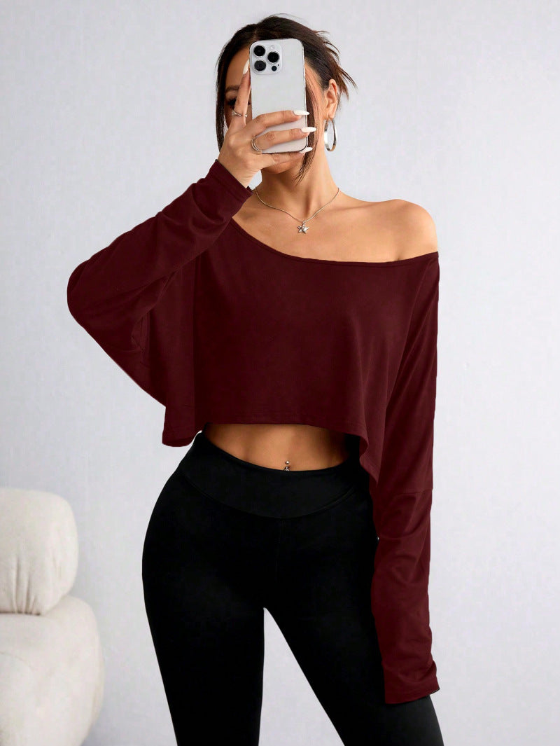 Fashion Off-shoulder Loose Bottoming Top T-shirt Ice Feeling