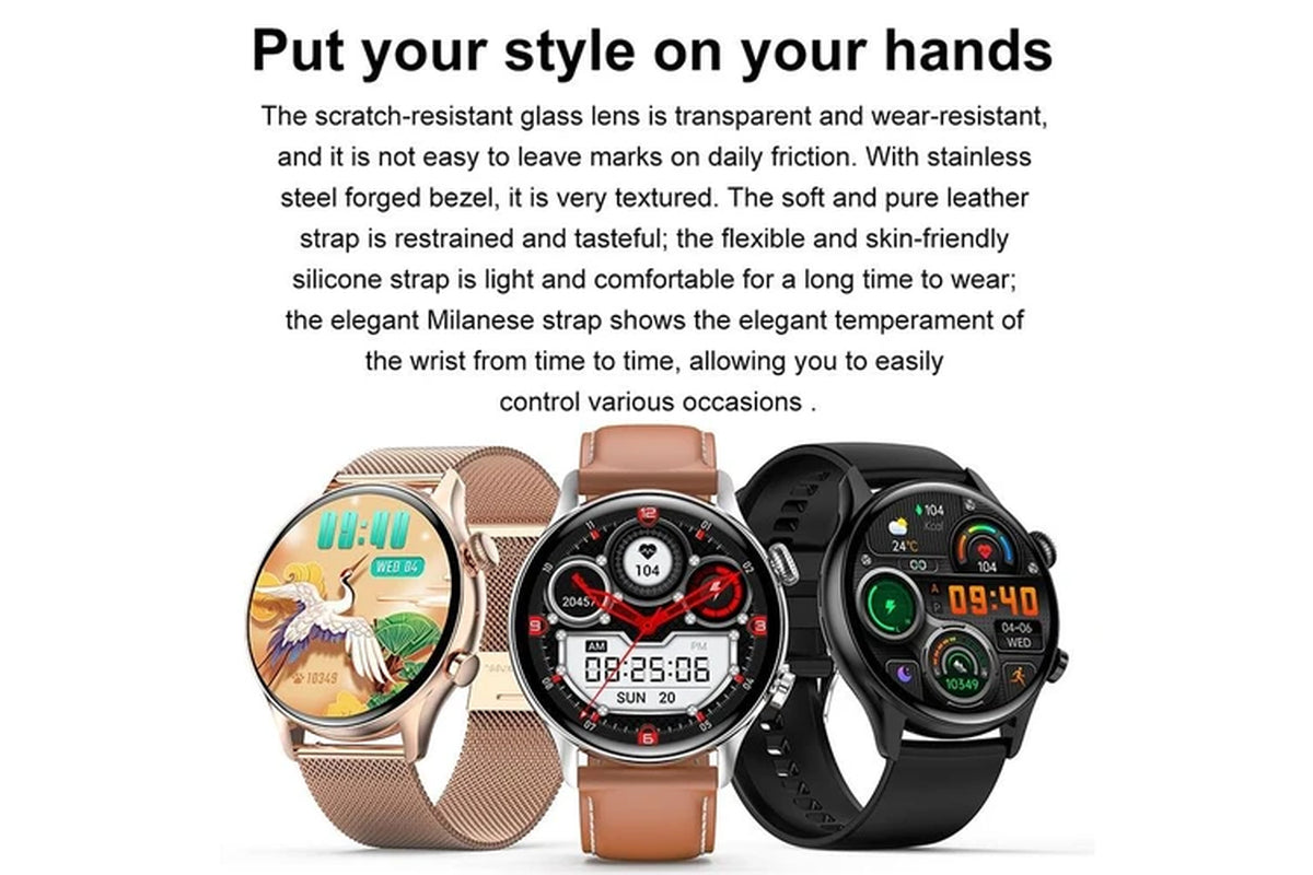 New NFC Bluetooth Call Smart Watch Men 390*390 HD Pixel Display Screen Sports Fitness Tracker AMOLED Clock Men Smartwatch - Silver Mesh Belt