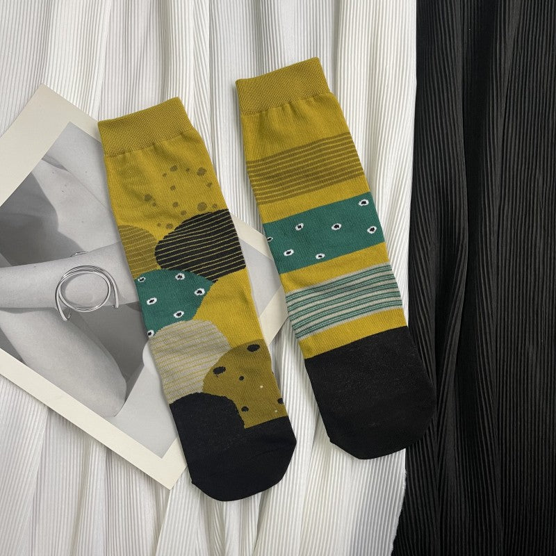 Irregular Graphic Tube Socks Retro Personality Female