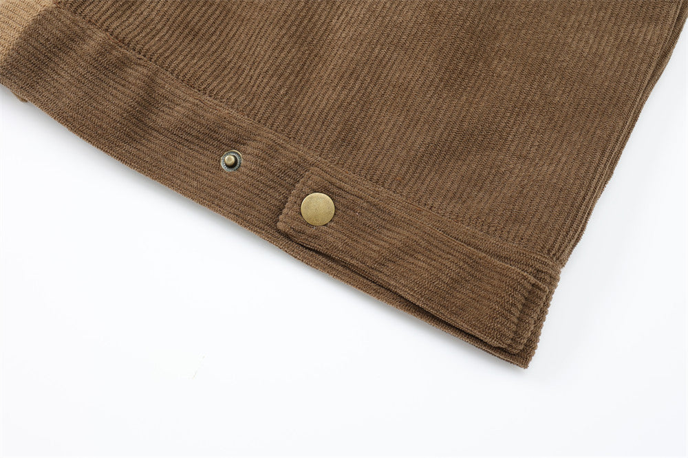 Asymmetric Color Contrast Patchwork Workwear Jacket