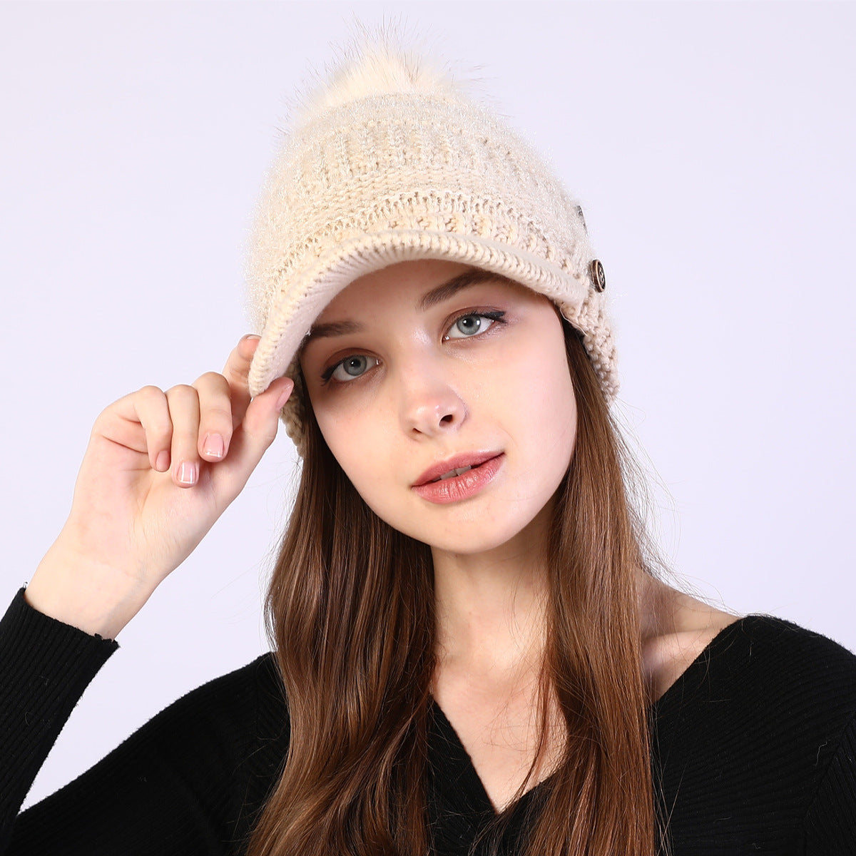 Warm Big  Ball Knitted Wool Hat