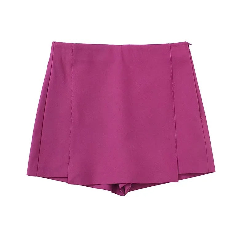 Vintage shorts med høj talje og slids foran til kvinder