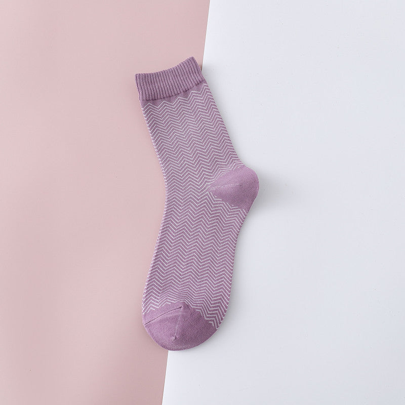 Women's Mid-calf Retro Houndstooth Long Socks