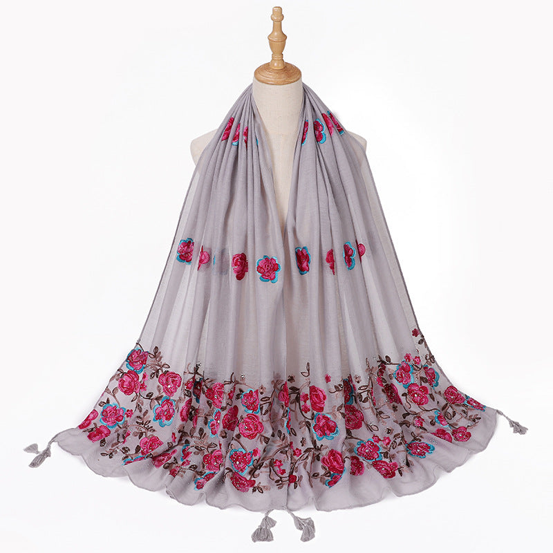 Ladies Travel Often Shawl Embroidery