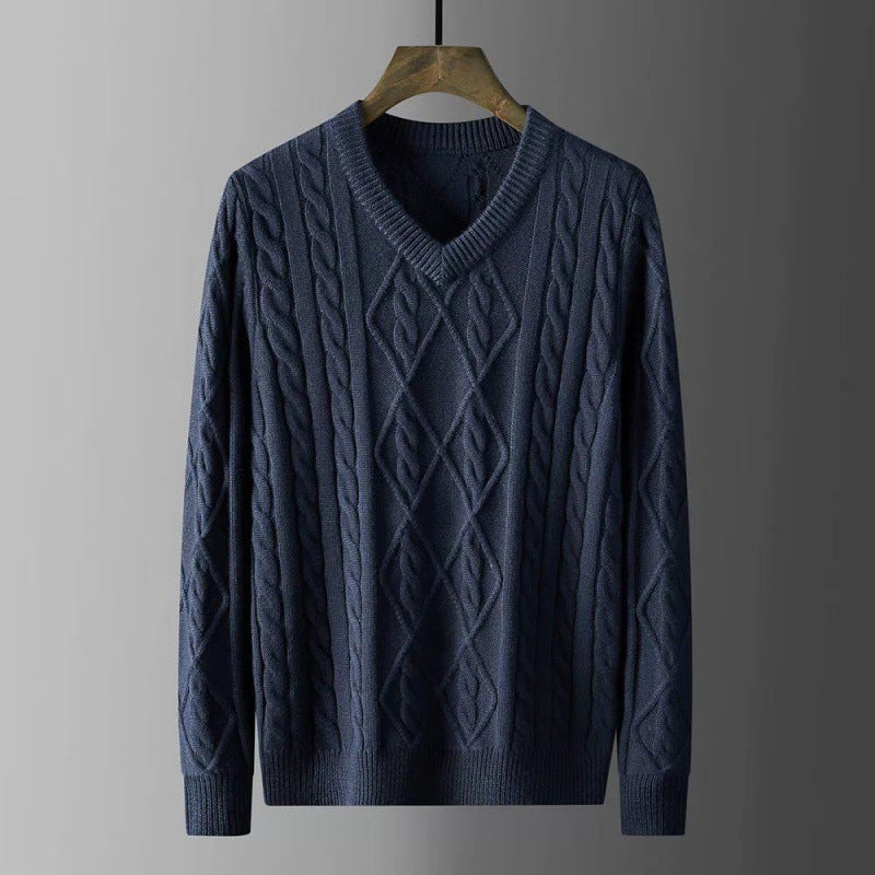 Warm Thick Line Bottoming Pullover Long Sleeved Sweetheart Neck Sweater