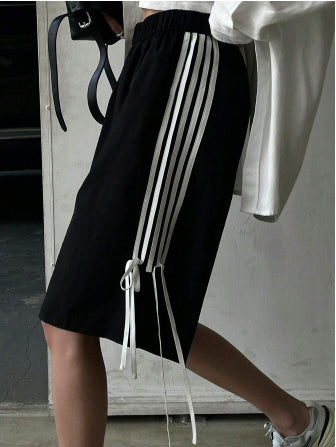 Casual Fashion All-matching Sports Four Bars Contrast Color Straight-leg Pants