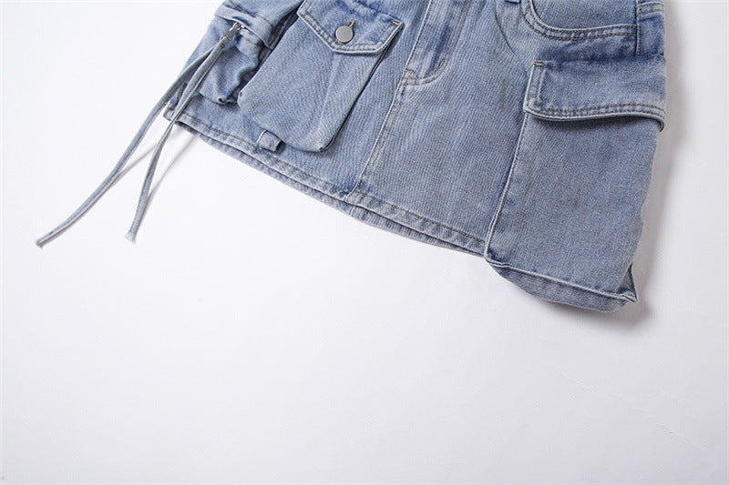 Fashion Personalized Multi-pocket Slim Fit Casual Package Hip Skirt