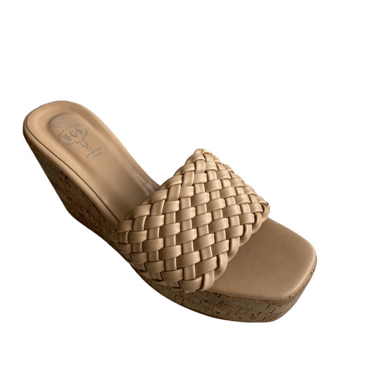 Women's Summer New Wood Grain One-word Drag Square Toe