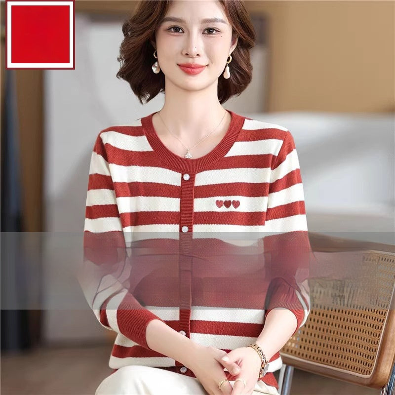 New All-matching Striped Loose Plus Size Top
