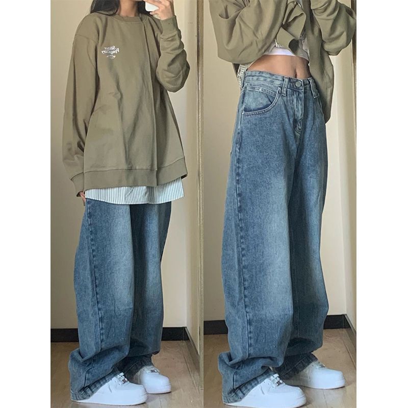 Plus Size Højtaljede Vide Ben Jeans til Kvinder