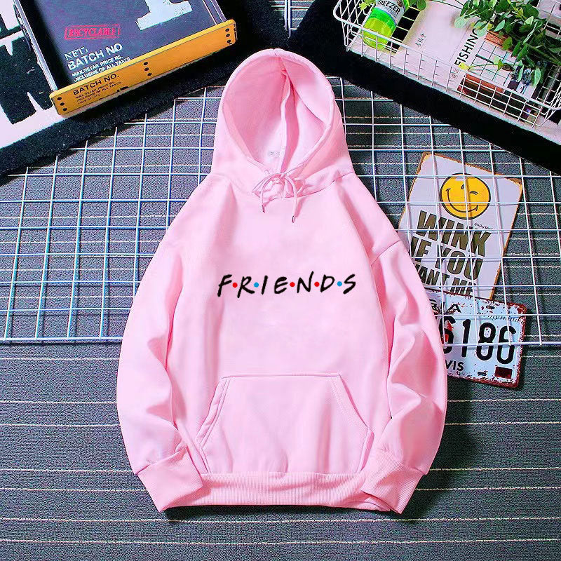 Dame hættetrøje med lange ærmer og 'Letter Friend'-print
